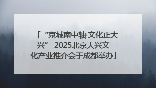 “京城南中轴·文化正大兴” 2025北京大兴文化产业推介会于成都举办