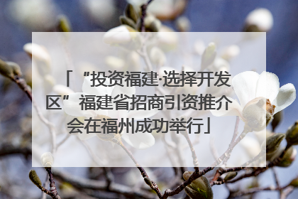 “投资福建·选择开发区”福建省招商引资推介会在福州成功举行
