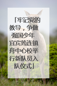 牢记党的教导，争做强国少年 宜宾筠连镇舟中心校举行新队员入队仪式