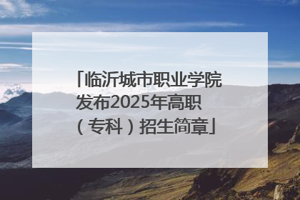 临沂城市职业学院发布2025年高职（专科）招生简章