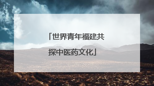 世界青年福建共探中医药文化