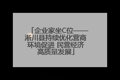 企业家坐C位——淅川县持续优化营商环境促进 民营经济高质量发展