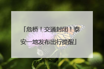 危桥！交通封闭！泰安一地发布出行提醒