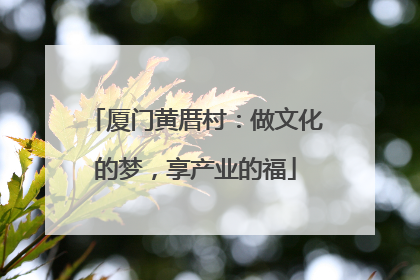厦门黄厝村：做文化的梦，享产业的福