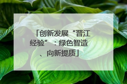 创新发展“晋江经验”：绿色智造、向新提质