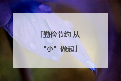 勤俭节约 从“小”做起