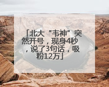 北大“韦神”突然开号，现身4秒，说了3句话，吸粉12万