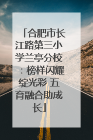 合肥市长江路第三小学兰亭分校：榜样闪耀绽光彩 五育融合助成长