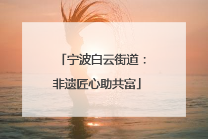 宁波白云街道：非遗匠心助共富