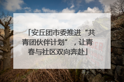 安丘团市委推进“共青团伙伴计划”，让青春与社区双向奔赴