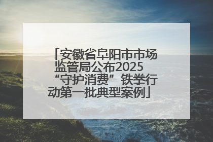 安徽省阜阳市市场监管局公布2025“守护消费”铁拳行动第一批典型案例