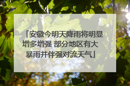 安徽今明天降雨将明显增多增强 部分地区有大暴雨并伴强对流天气
