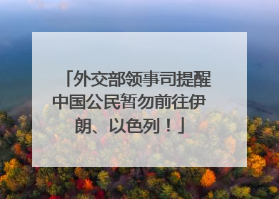 外交部领事司提醒中国公民暂勿前往伊朗、以色列！