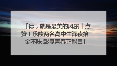 德，就是最美的风景丨点赞！乐陵两名高中生深夜拾金不昧 彰显青春正能量