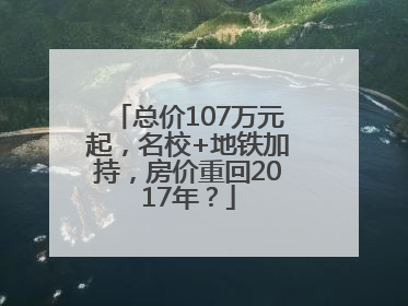 总价107万元起，名校+地铁加持，房价重回2017年？