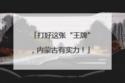 打好这张“王牌”，内蒙古有实力！