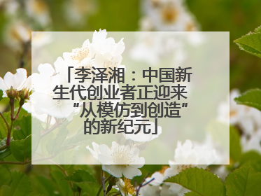 李泽湘：中国新生代创业者正迎来“从模仿到创造”的新纪元