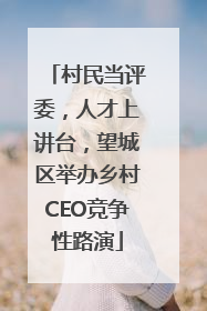 村民当评委，人才上讲台，望城区举办乡村CEO竞争性路演