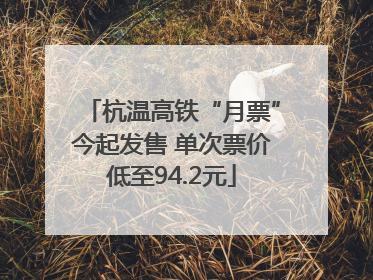 杭温高铁“月票”今起发售 单次票价低至94.2元