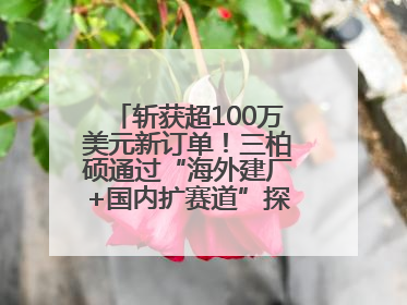 斩获超100万美元新订单！三柏硕通过“海外建厂+国内扩赛道”探索第二增长曲线