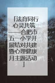 法育同行 心灵共筑——合肥市五一小学开展结对共建暨心理健康月主题活动