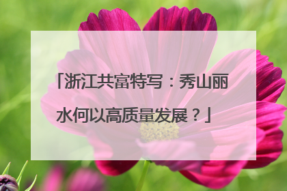 浙江共富特写：秀山丽水何以高质量发展？