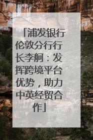 浦发银行伦敦分行行长李舸：发挥跨境平台优势，助力中英经贸合作