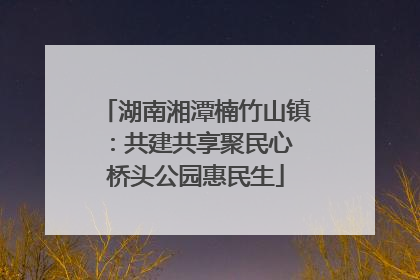 湖南湘潭楠竹山镇：共建共享聚民心 桥头公园惠民生