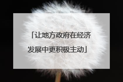 让地方政府在经济发展中更积极主动