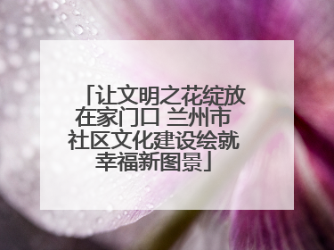 让文明之花绽放在家门口 兰州市社区文化建设绘就幸福新图景