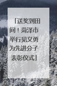送奖到田间！菏泽市举行见义勇为先进分子表彰仪式