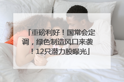重磅利好！国常会定调，绿色制造风口来袭！12只潜力股曝光