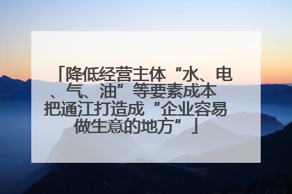 降低经营主体“水、电、气、油”等要素成本 把通江打造成“企业容易做生意的地方”