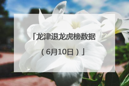 龙津退龙虎榜数据（6月10日）