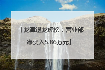 龙津退龙虎榜：营业部净买入5.86万元