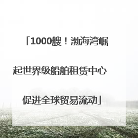 1000艘！渤海湾崛起世界级船舶租赁中心 促进全球贸易流动